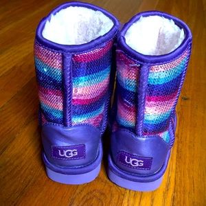 Girls sequined Ugg boots, size 2.
